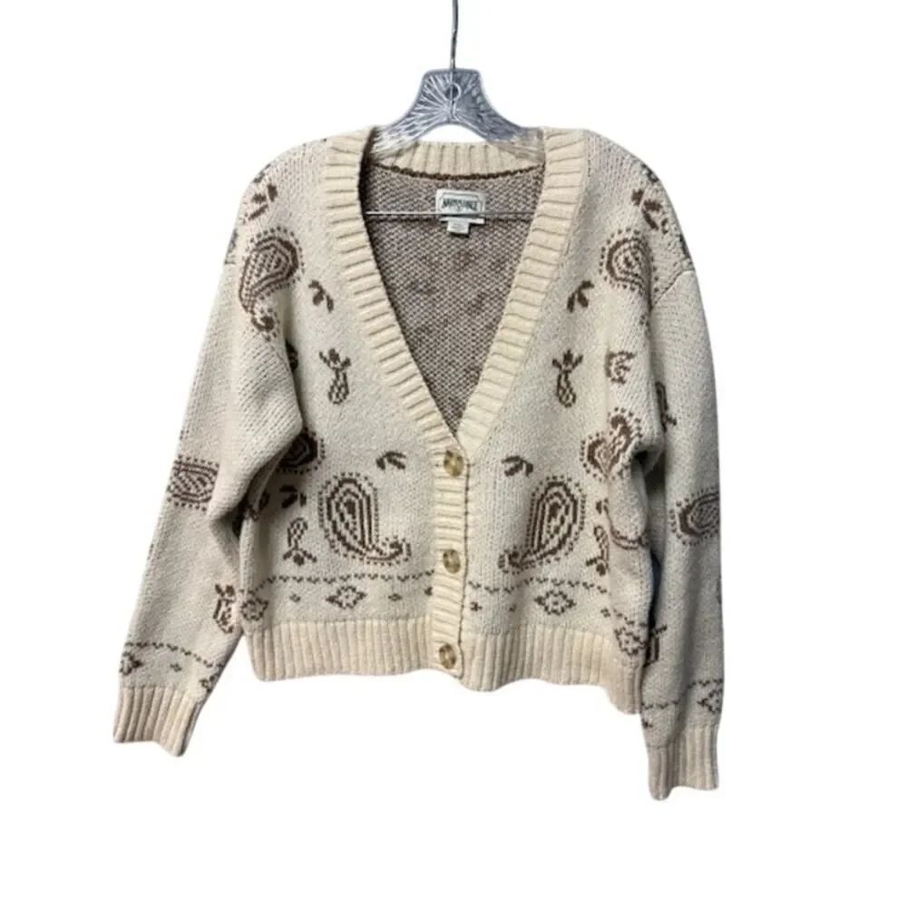 American Eagle Cardigan Sweater Women M Cream Cotton